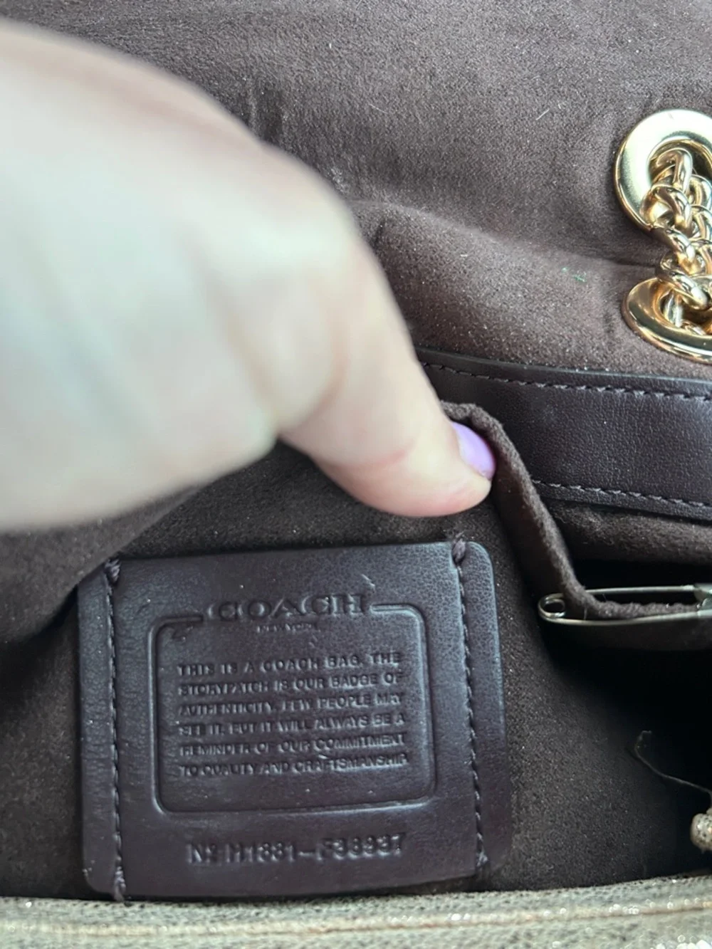 COACH Cassie Metallic Rose Gold Chain Crossbody Bag Crinkle Leather F38937 - Picture 3 of 14